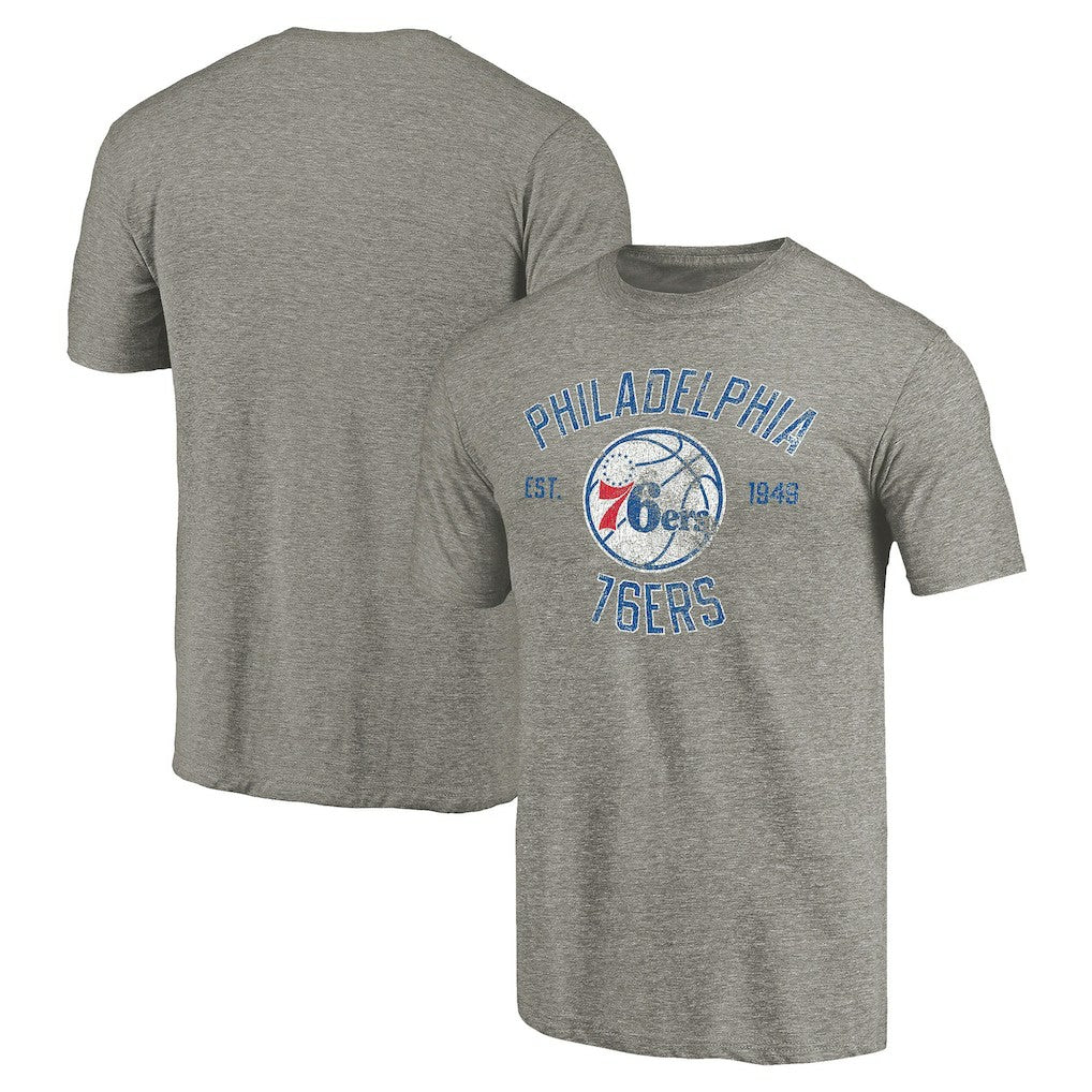 Philadelphia 76ers Team Heritage Tri-Blend T-Shirt Gray