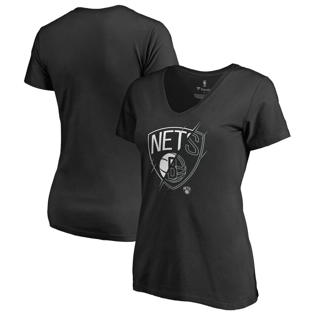 Brooklyn Nets Women's X-Ray Slim Fit V-Neck T-Shirt Black