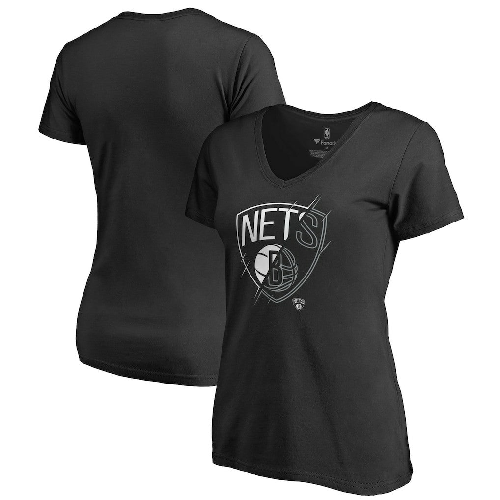 Brooklyn Nets Women's X-Ray Slim Fit V-Neck T-Shirt Black