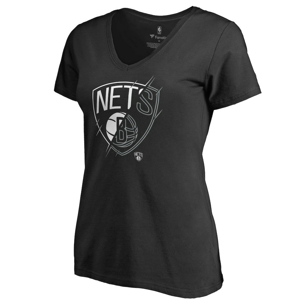 Brooklyn Nets Women's X-Ray Slim Fit V-Neck T-Shirt Black