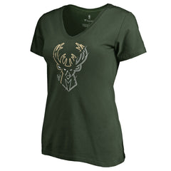 Milwaukee Bucks Women's X-Ray Slim Fit V-Neck T-Shirt Green