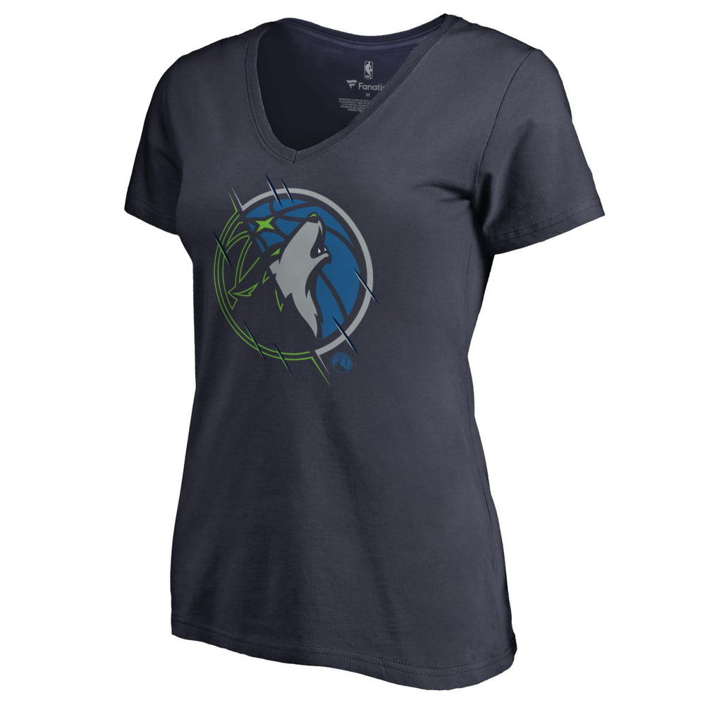 Minnesota Timberwolves Women's X-Ray Slim Fit V-Neck T-Shirt Navy