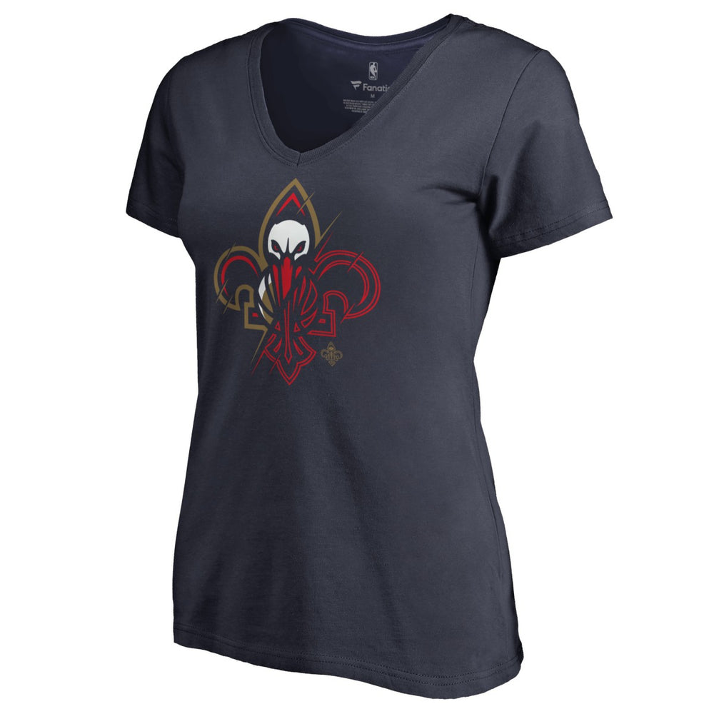 New Orleans Pelicans Women's X-Ray Slim Fit V-Neck T-Shirt Navy