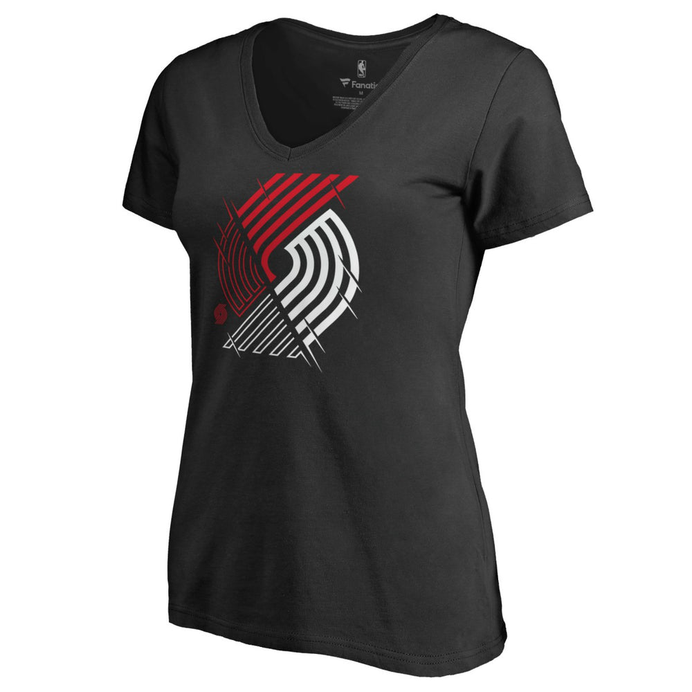 Portland Trail Blazers Women's X-Ray Slim Fit V-Neck T-Shirt Black