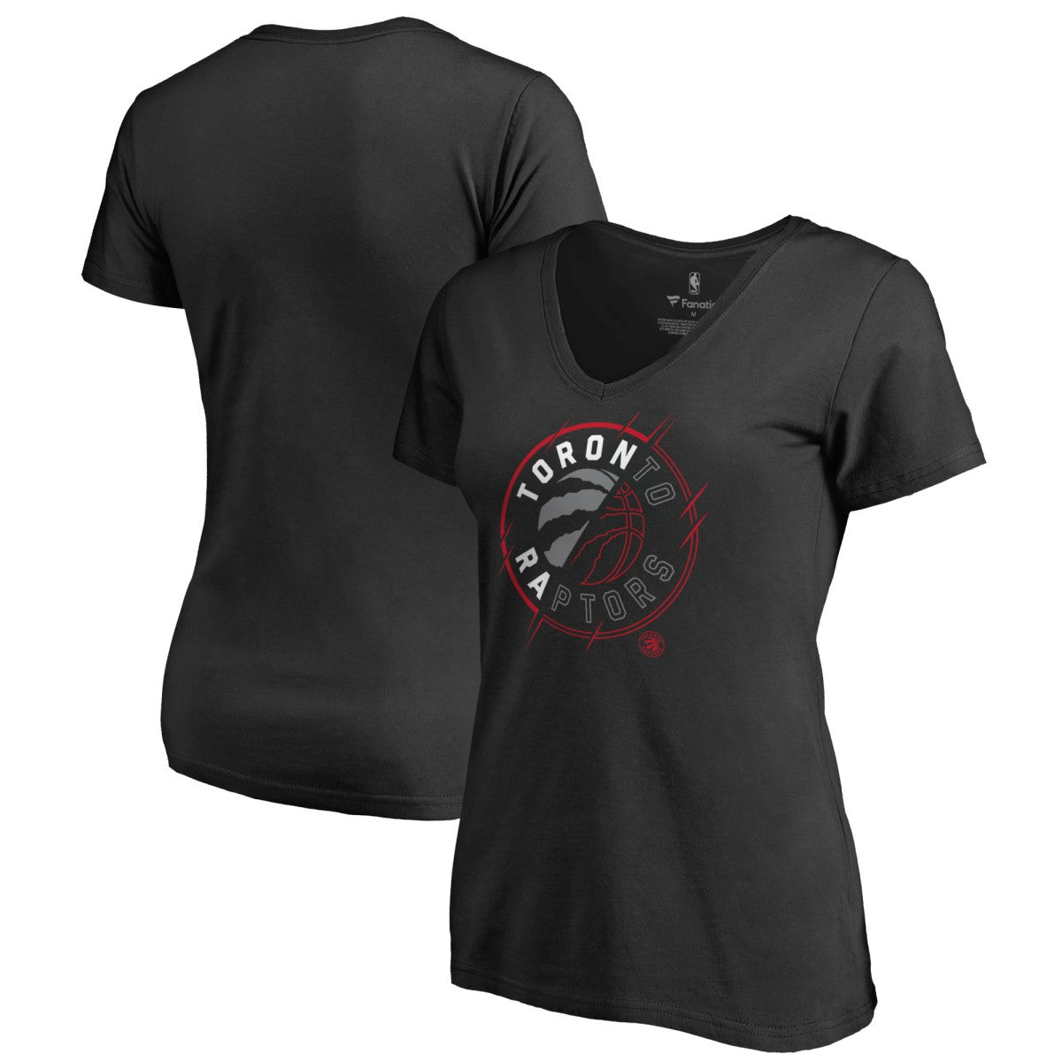 Toronto Raptors Women's X-Ray Slim Fit V-Neck T-Shirt Black
