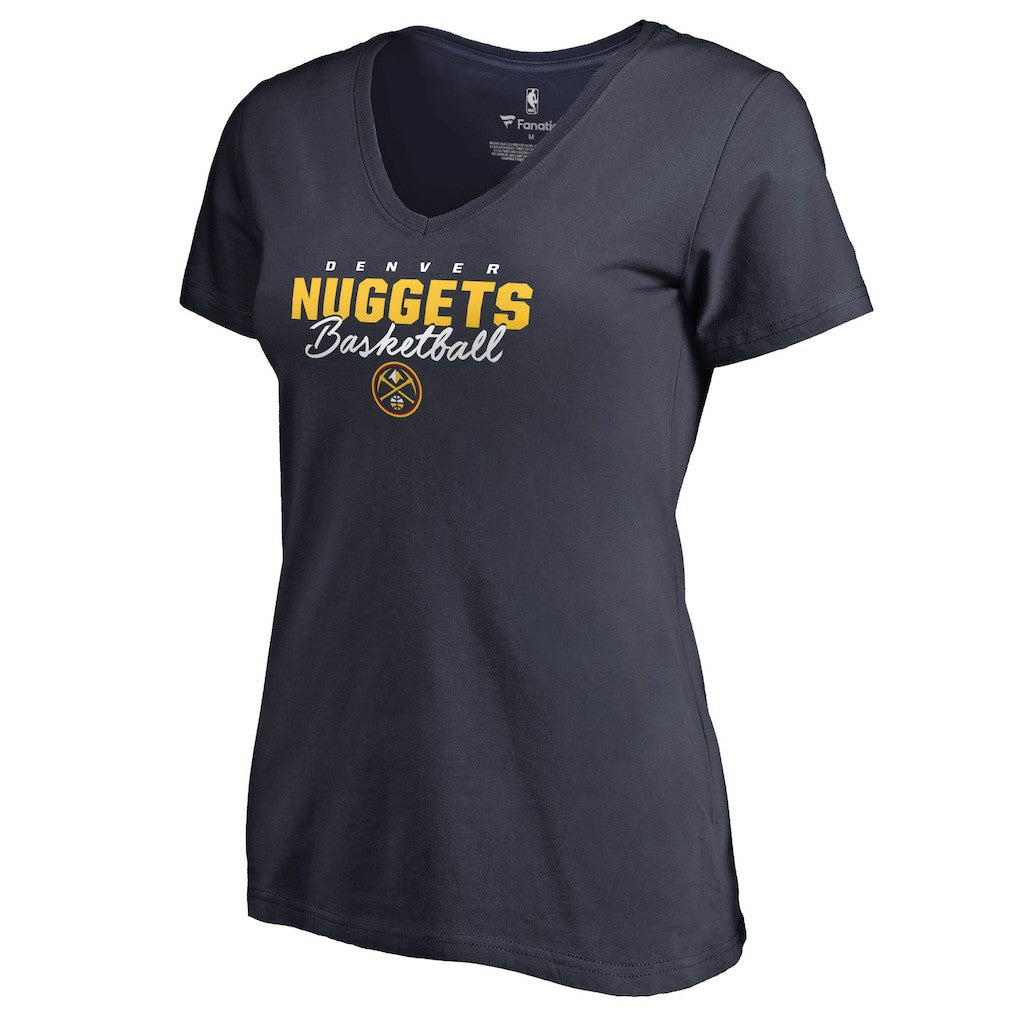 Denver Nuggets Women's Script Assist V-Neck T-Shirt Navy