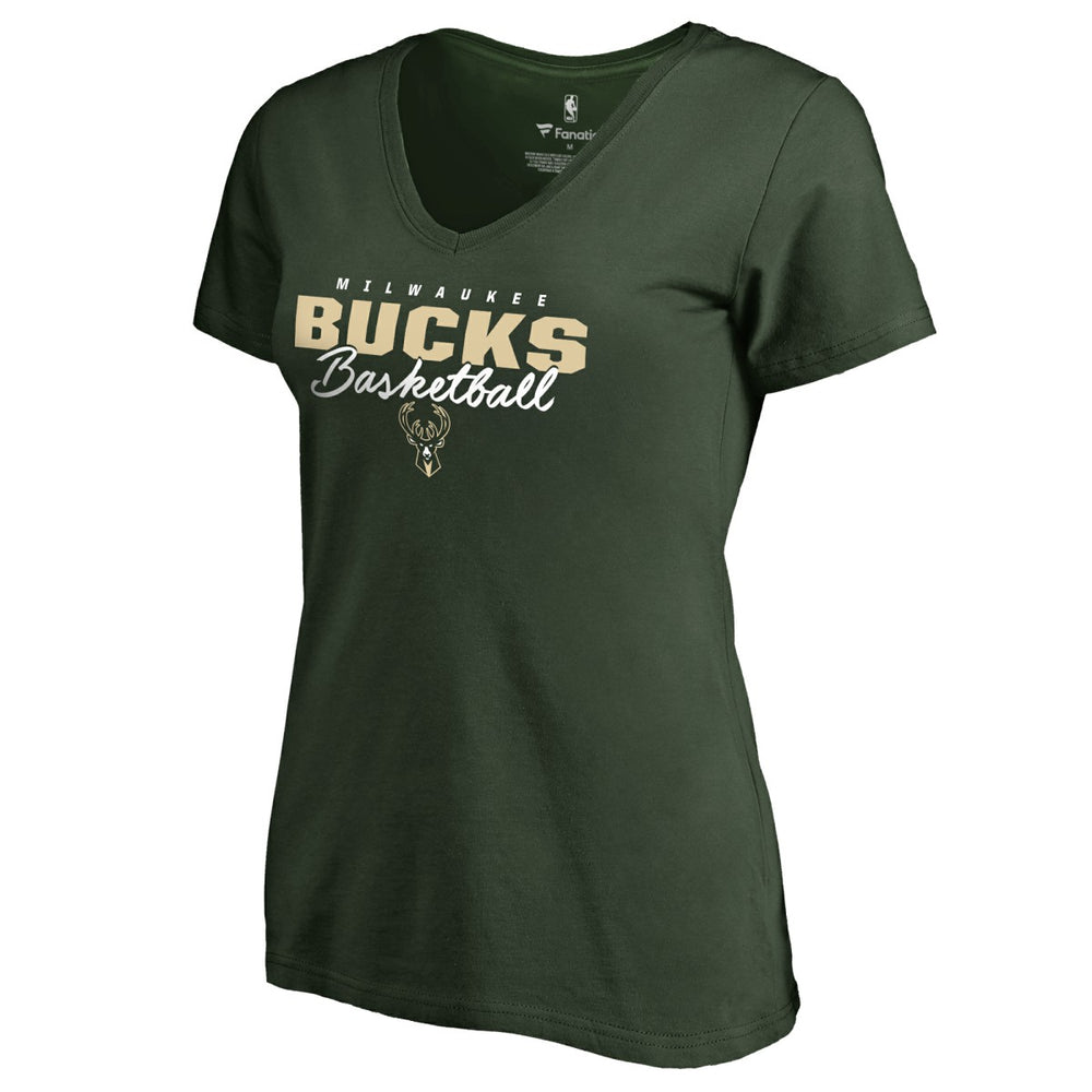 Milwaukee Bucks Women's Script Assist T-Shirt Hunter Green