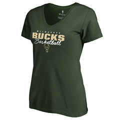 Milwaukee Bucks Women's Script Assist T-Shirt Hunter Green