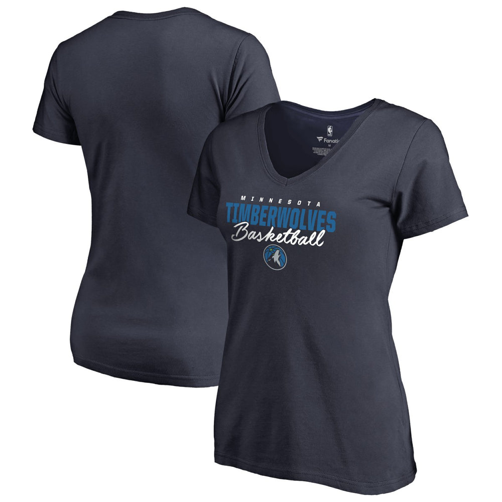 Minnesota Timberwolves Women's Script Assist V-Neck T-Shirt Navy