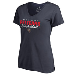 New Orleans Pelicans Women's Script Assist V-Neck T-Shirt Navy
