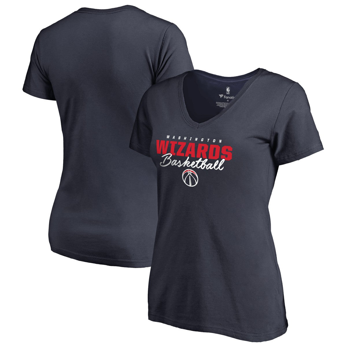 Washington Wizards Women's Script Assist V-Neck T-Shirt Navy