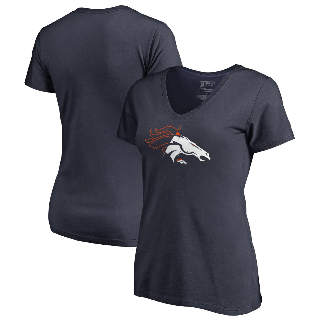 Denver Broncos Women's X-Ray V-Neck T-Shirt - Navy - NFL