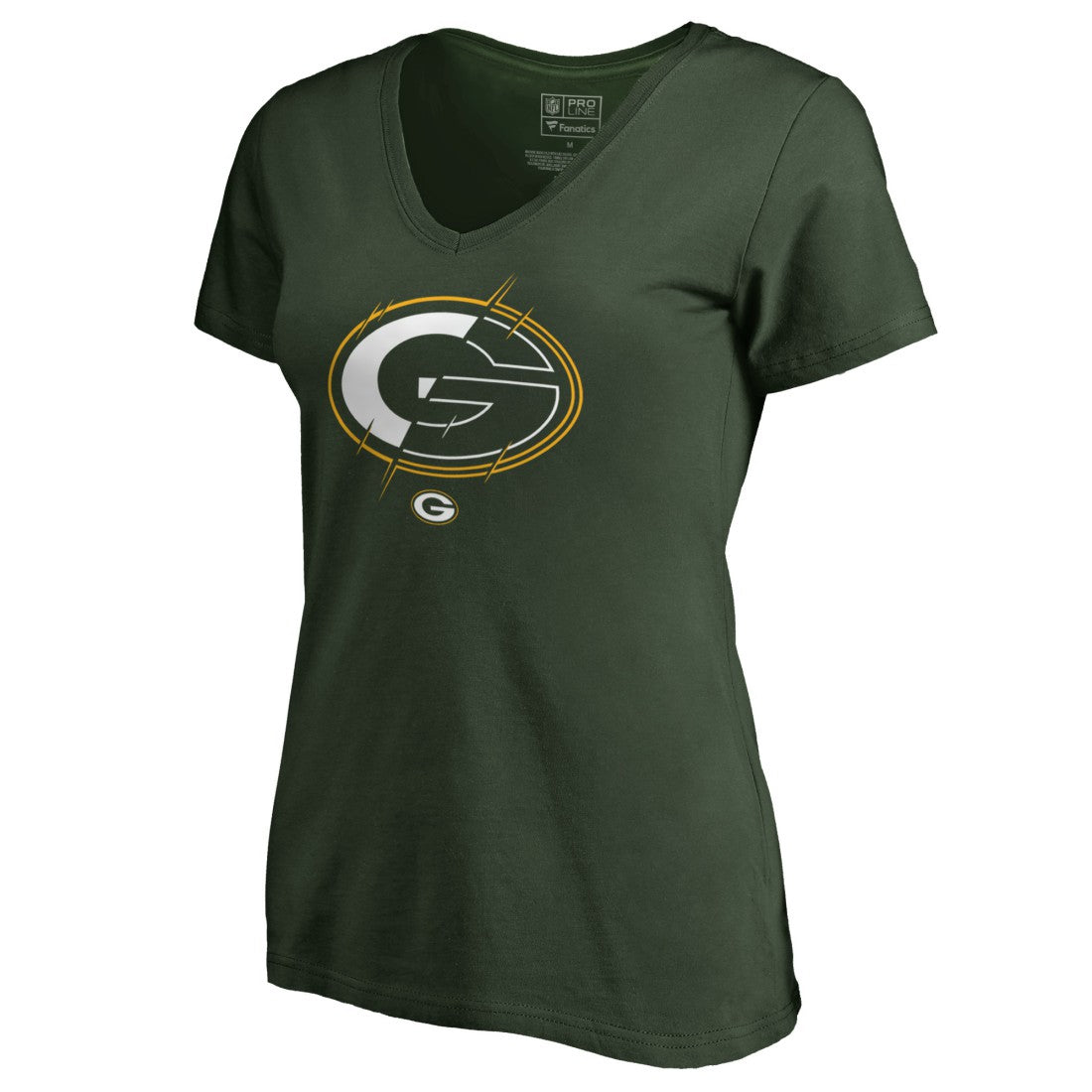 Green Bay Packers Women's X-Ray Slim Fit V-Neck T-Shirt - Green - NFL