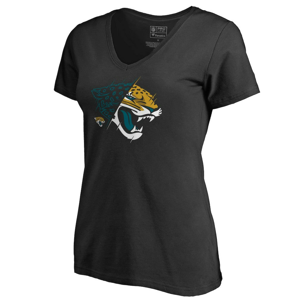 Jacksonville Jaguars Women's X-Ray Slim Fit V-Neck T-Shirt - Black - NFL