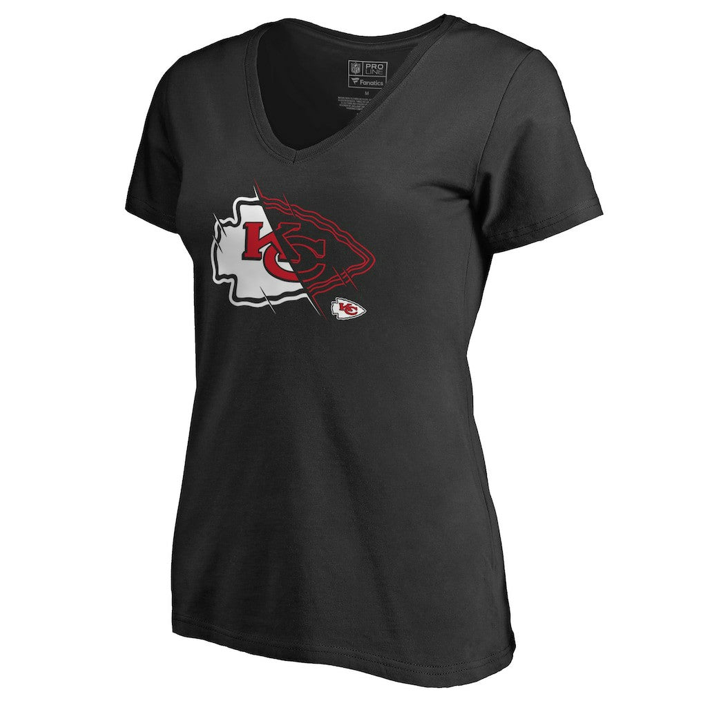 Kansas City Chiefs Women's X-Ray Slim Fit V-Neck T-Shirt - Black - NFL