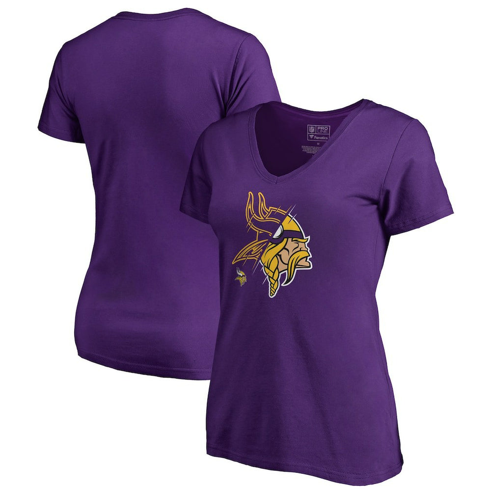 Minnesota Vikings Women's X-Ray Slim Fit V-Neck T-Shirt - Purple - NFL