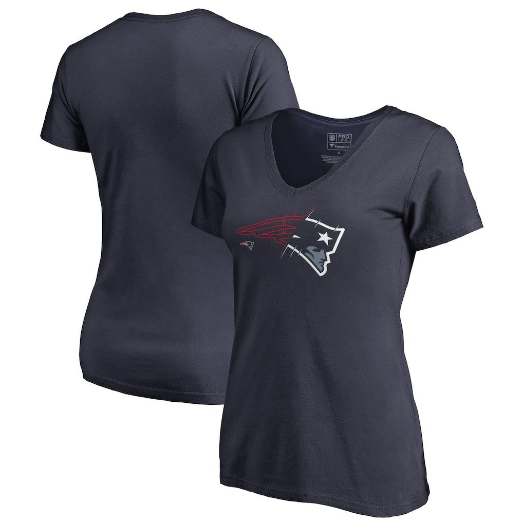 New England Patriots Women's X-Ray V-Neck T-Shirt - Navy - NFL