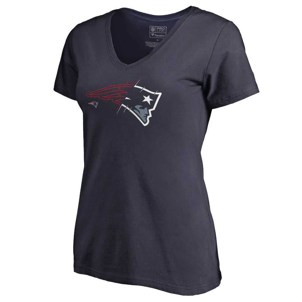 New England Patriots Women's X-Ray V-Neck T-Shirt - Navy - NFL