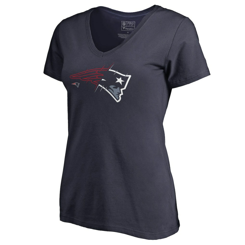 New England Patriots Women's X-Ray V-Neck T-Shirt - Navy - NFL