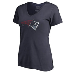 New England Patriots Women's X-Ray V-Neck T-Shirt - Navy - NFL