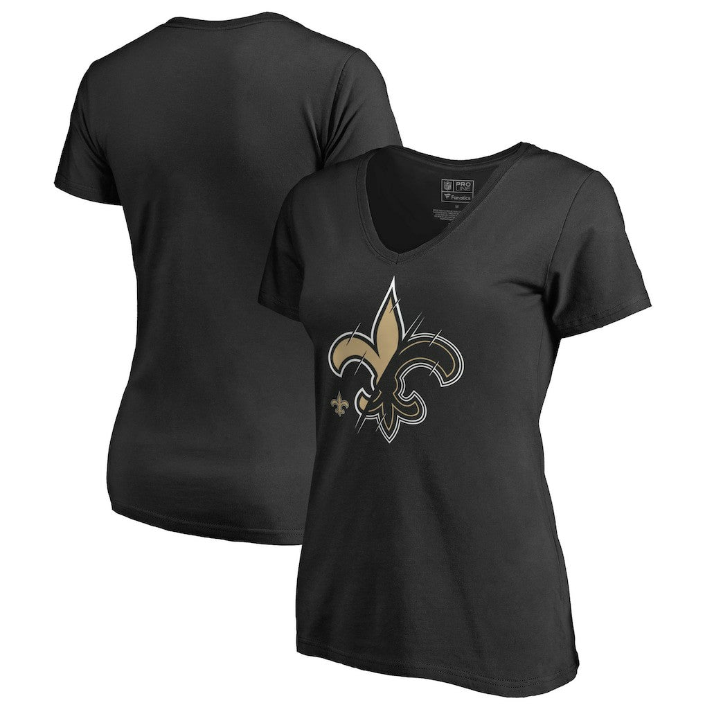 New Orleans Saints Women's X-Ray Slim Fit V-Neck T-Shirt - Black - NFL