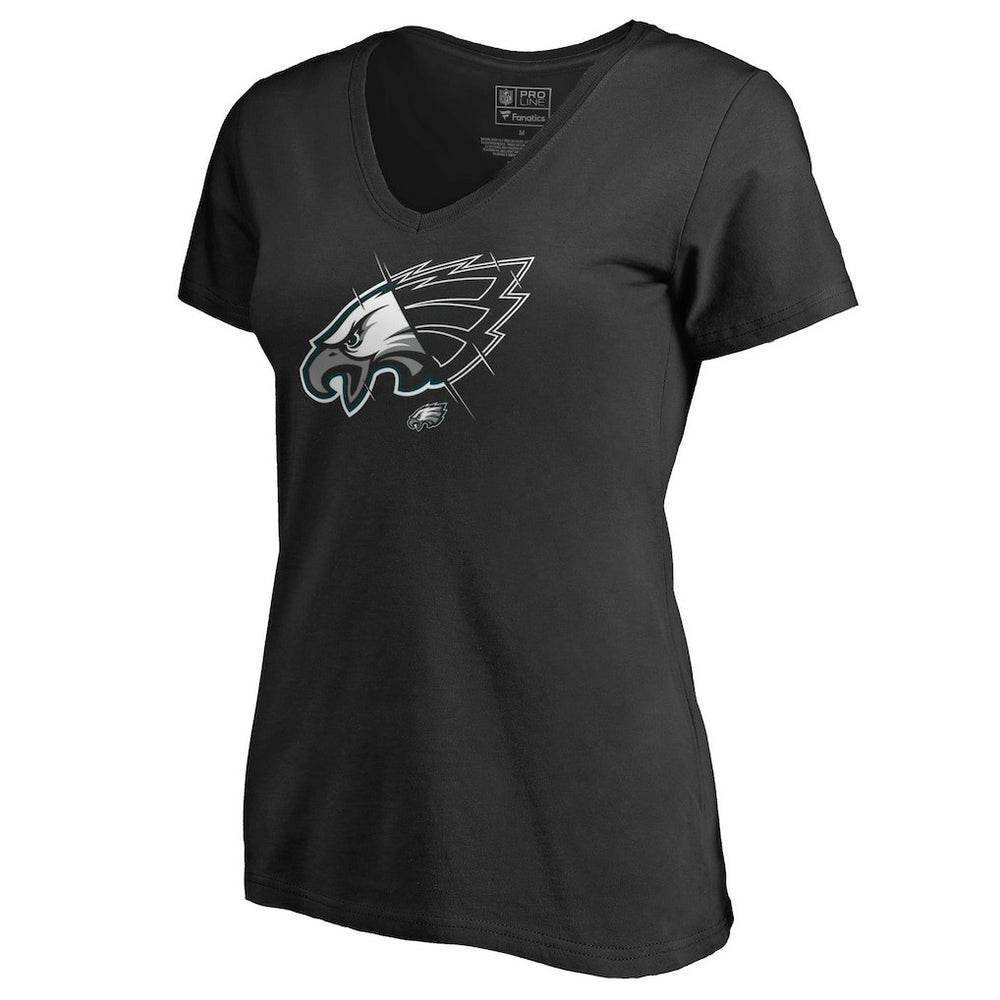 Philadelphia Eagles Women's X-Ray Slim Fit V-Neck T-Shirt - Black - NFL