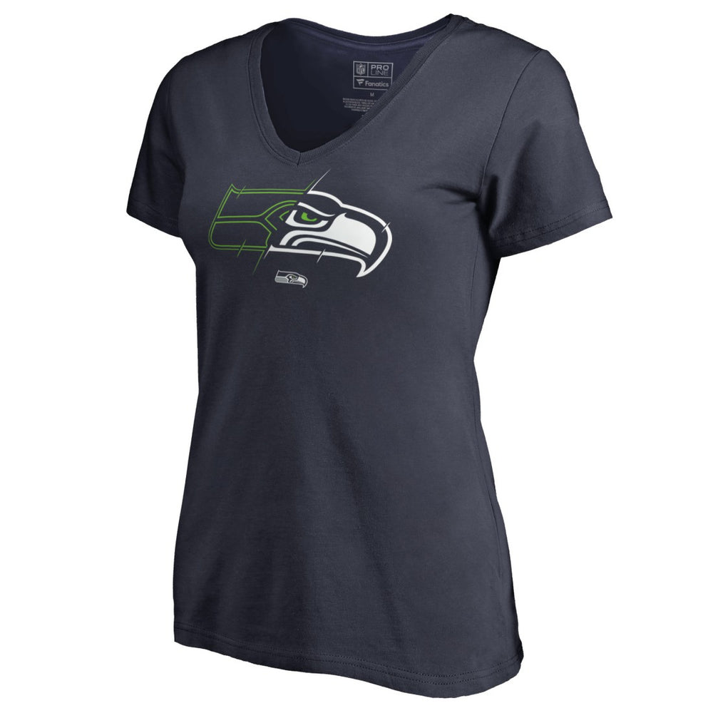Seattle Seahawks Women's X-Ray V-Neck T-Shirt - Navy - NFL