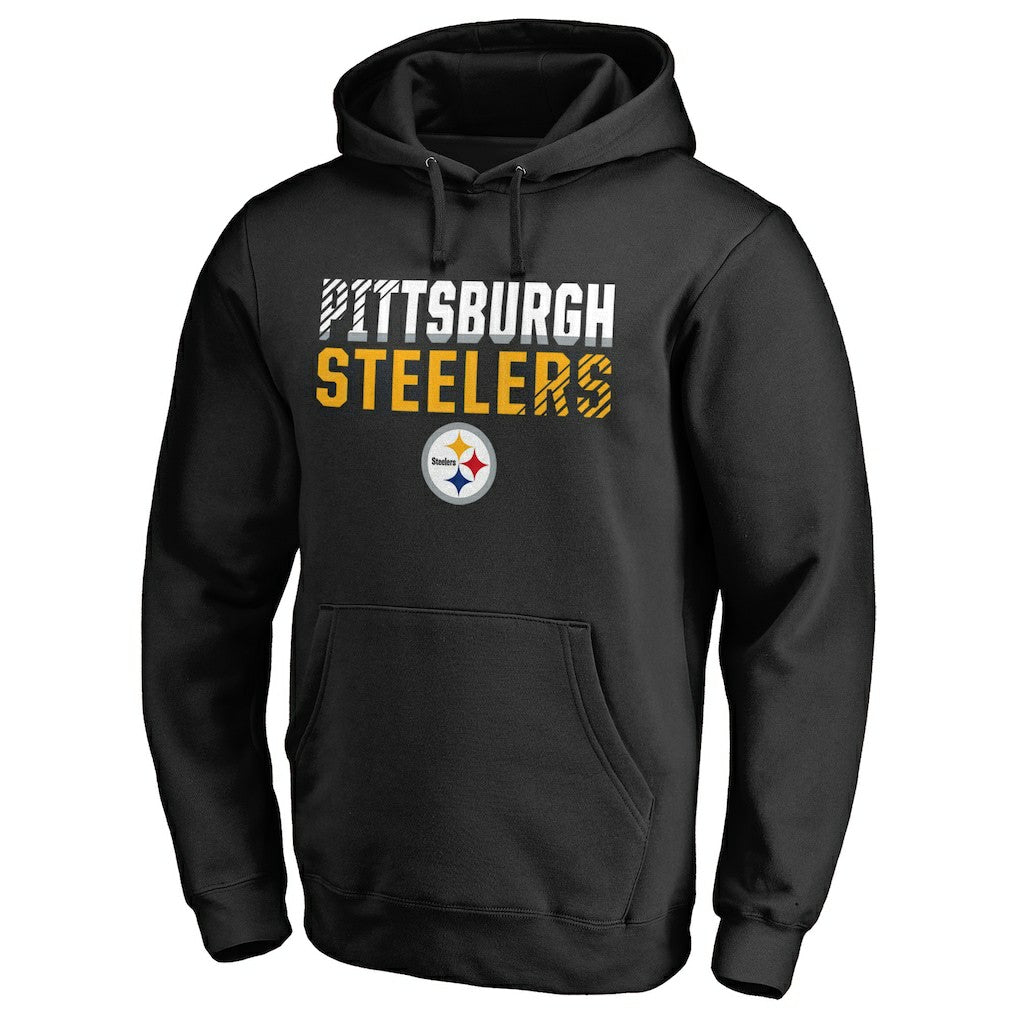 Pittsburgh Steelers Iconic Collection Fade Out Pullover Hoodie - Black - NFL