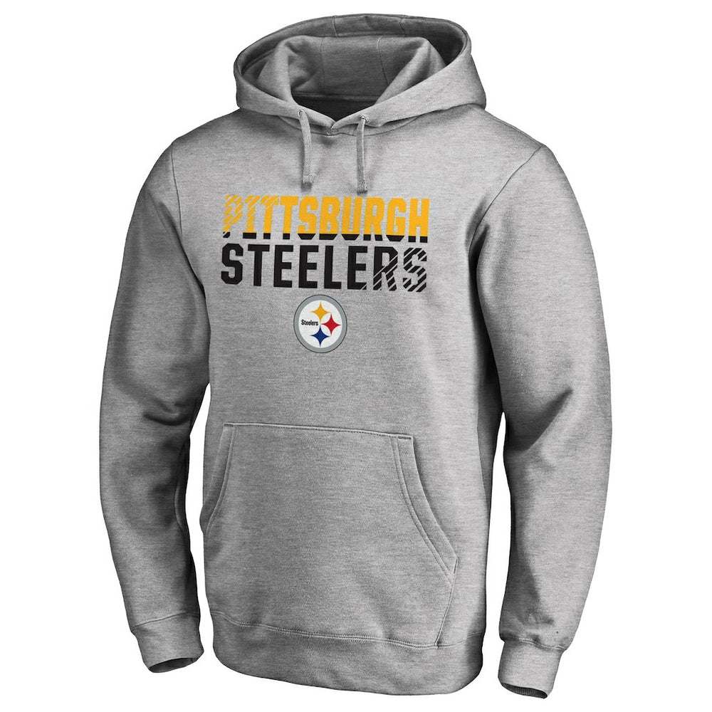 Pittsburgh Steelers Iconic Collection Fade Out Pullover Hoodie - Ash - NFL