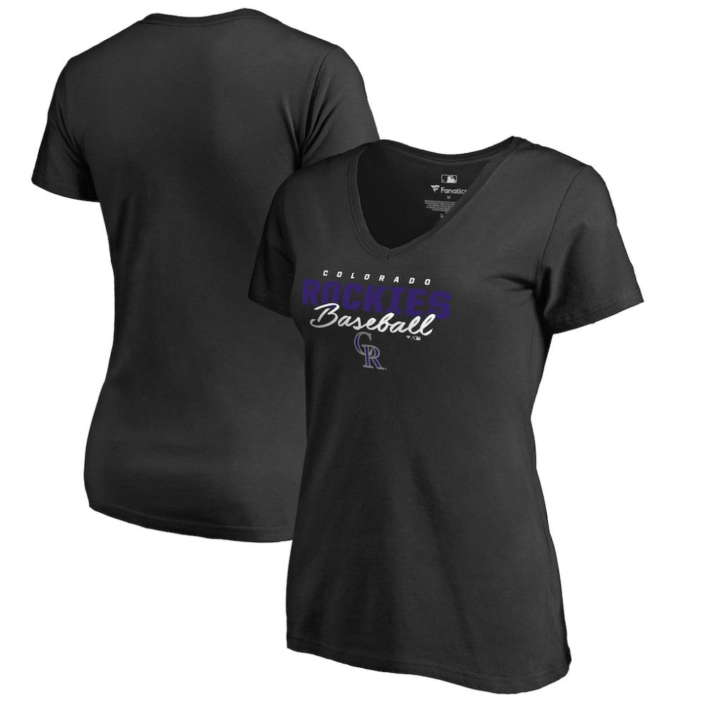 Colorado Rockies Women's Script Assist V-Neck T-Shirt Outlet