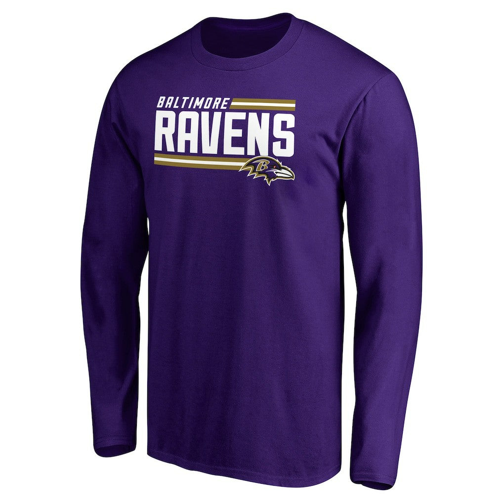 Baltimore Ravens Iconic Collection On Side Stripe Long Sleeve T-Shirt - Purple - NFL