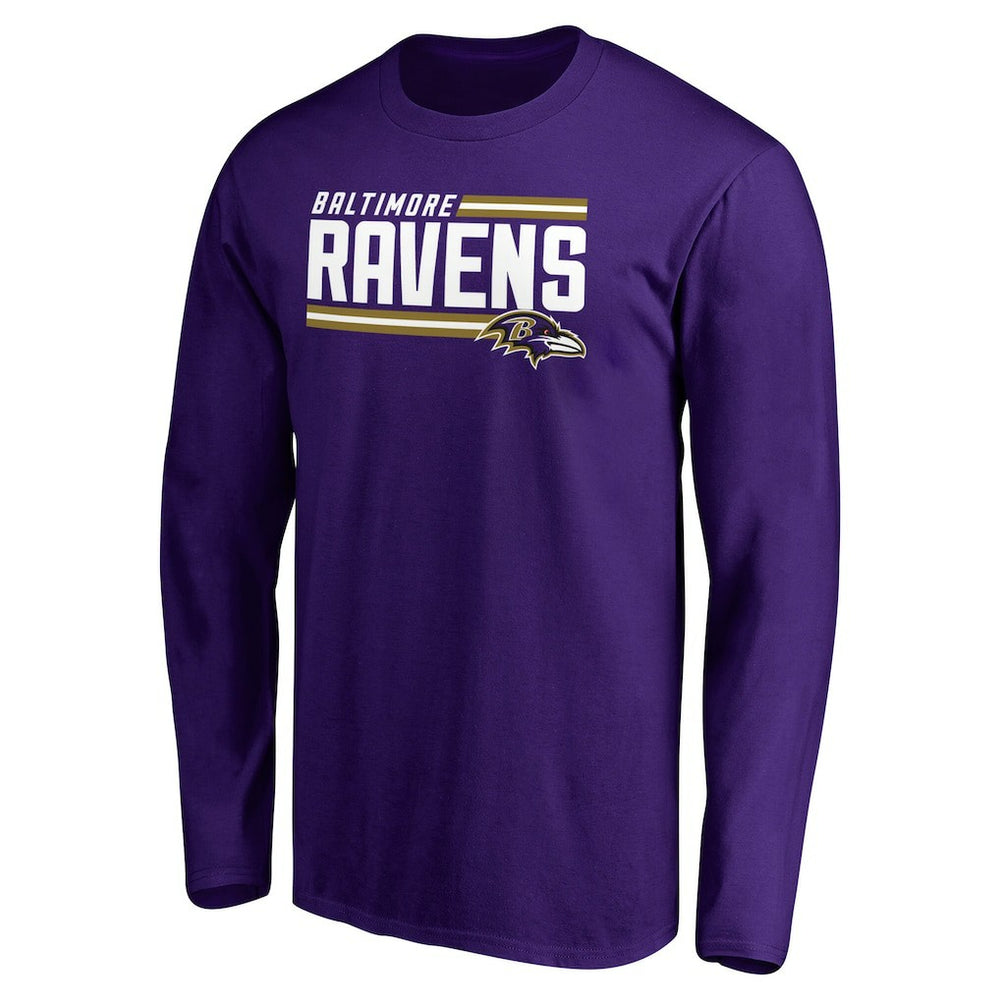 Baltimore Ravens Iconic Collection On Side Stripe Long Sleeve T-Shirt - Purple - NFL