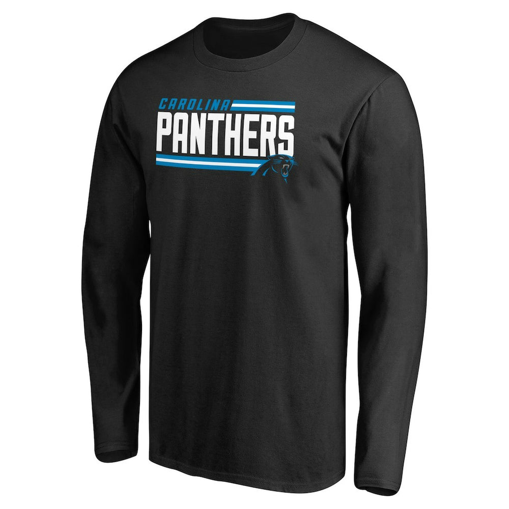 Carolina Panthers Iconic Collection On Side Stripe Long Sleeve T-Shirt - Black - NFL