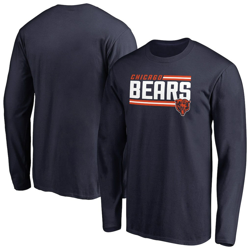 Chicago Bears Iconic Collection On Side Stripe Long Sleeve T-Shirt - Navy - NFL