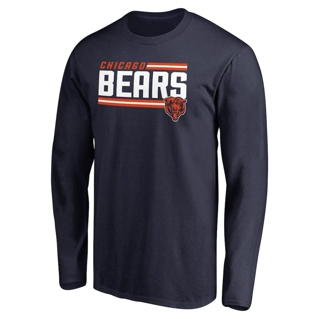 Chicago Bears Iconic Collection On Side Stripe Long Sleeve T-Shirt - Navy - NFL