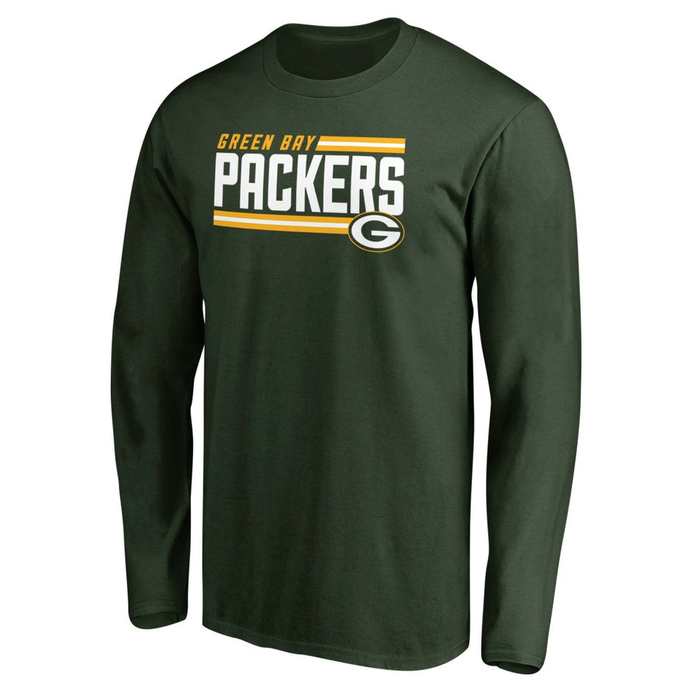Green Bay Packers Iconic Collection On Side Stripe Long Sleeve T-Shirt - Green - NFL