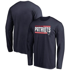 New England Patriots Iconic Collection On Side Stripe Long Sleeve T-Shirt - Navy - NFL