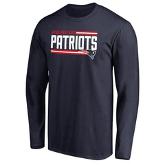 New England Patriots Iconic Collection On Side Stripe Long Sleeve T-Shirt - Navy - NFL