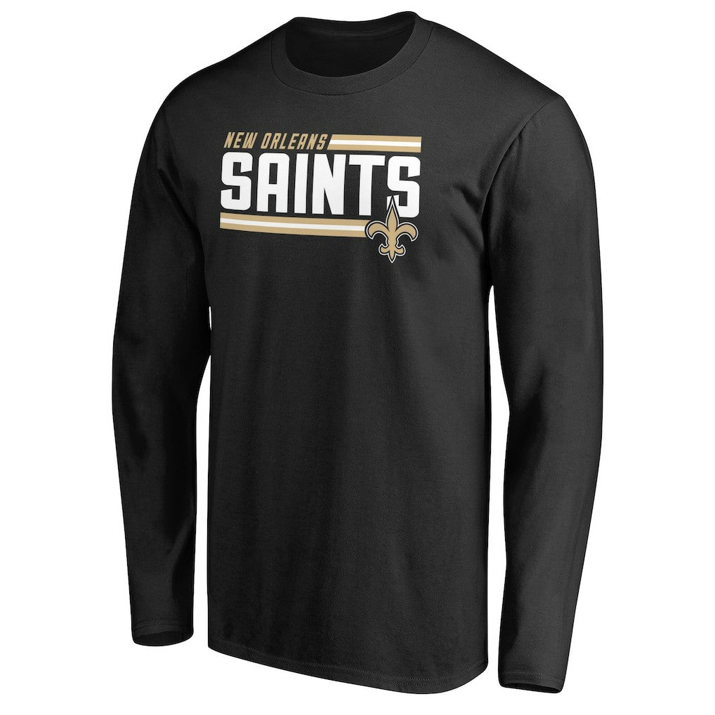 New Orleans Saints Iconic Collection On Side Stripe Long Sleeve T-Shirt - Black - NFL