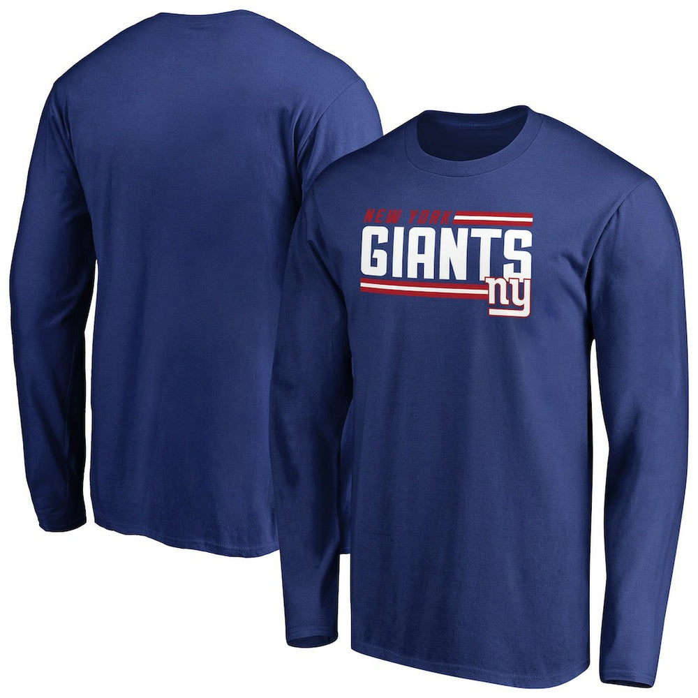 New York Giants Iconic Collection On Side Stripe Long Sleeve T-Shirt - Royal - NFL