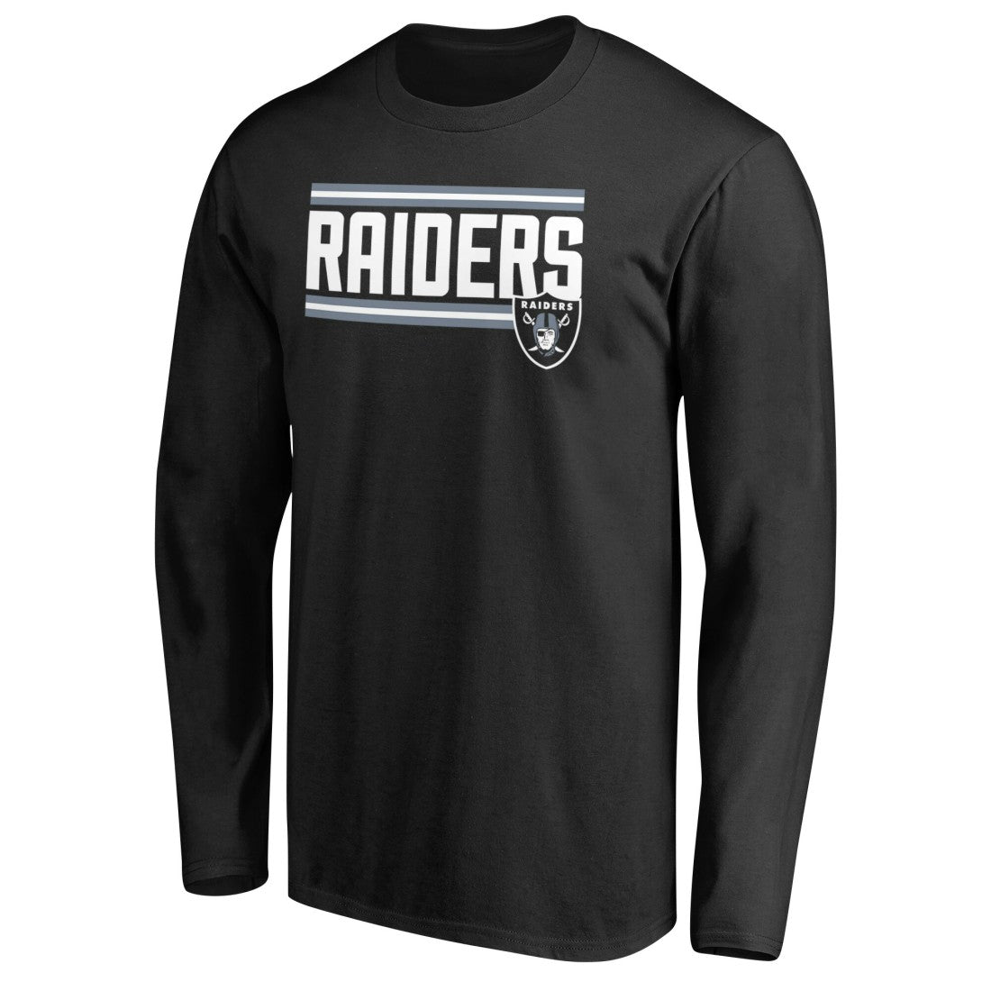 Las Vegas Raiders Iconic Collection On Side Stripe Long Sleeve T-Shirt - Black - NFL