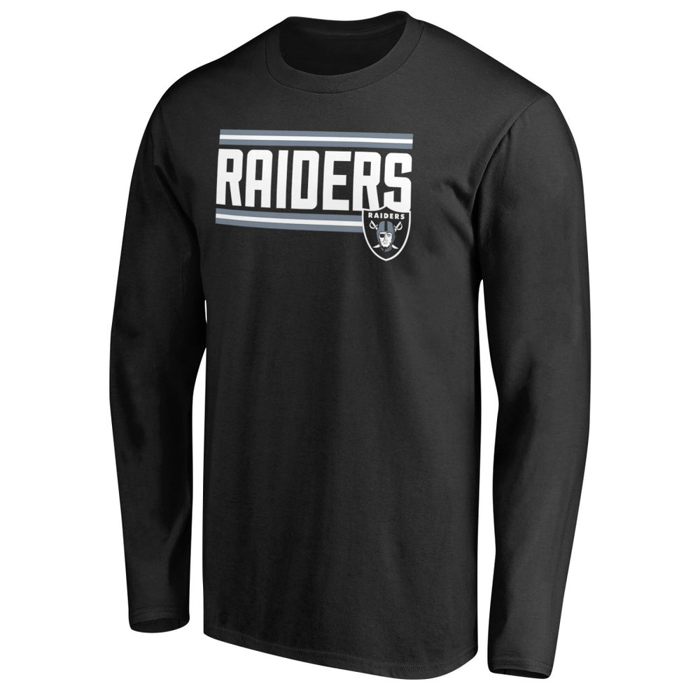 Las Vegas Raiders Iconic Collection On Side Stripe Long Sleeve T-Shirt - Black - NFL