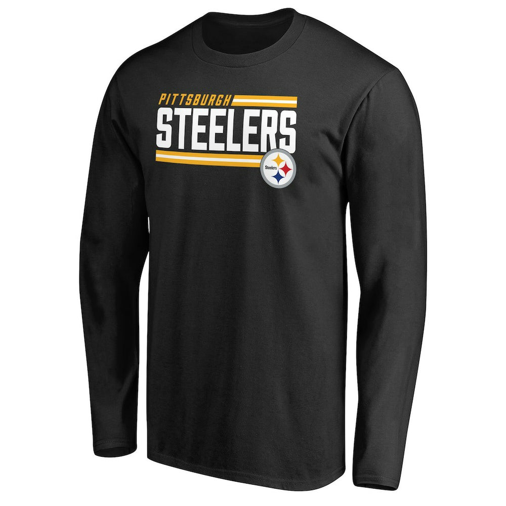 Pittsburgh Steelers Iconic Collection On Side Stripe Long Sleeve T-Shirt - Black - NFL
