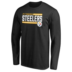 Pittsburgh Steelers Iconic Collection On Side Stripe Long Sleeve T-Shirt - Black - NFL