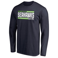 Seattle Seahawks Iconic Collection On Side Stripe Long Sleeve T-Shirt - College Navy - NFL