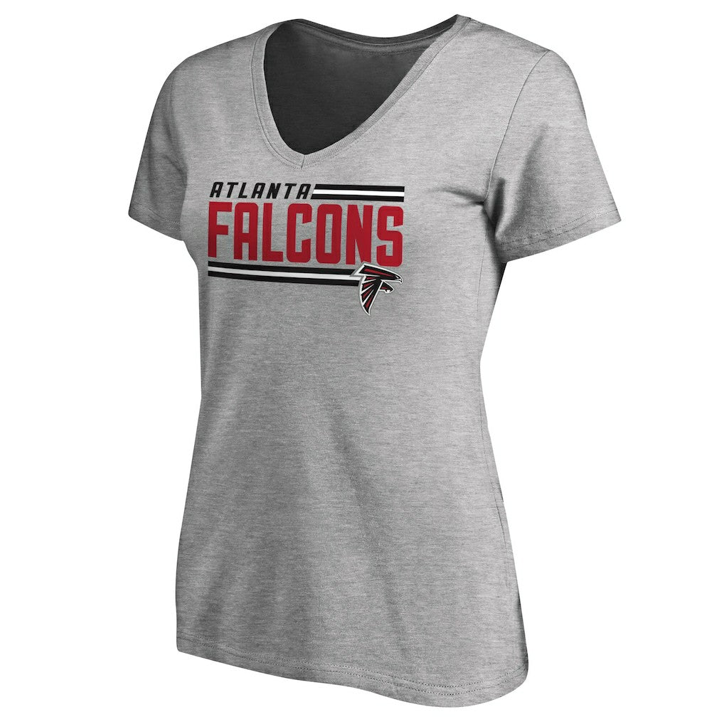 Atlanta Falcons Women's Iconic Collection On Side Stripe V-Neck T-Shirt - Heather Gray - NFL