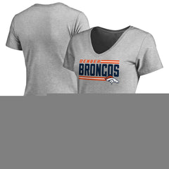 Denver Broncos Women's Iconic Collection On Side Stripe V-Neck T-Shirt - Ash - NFL