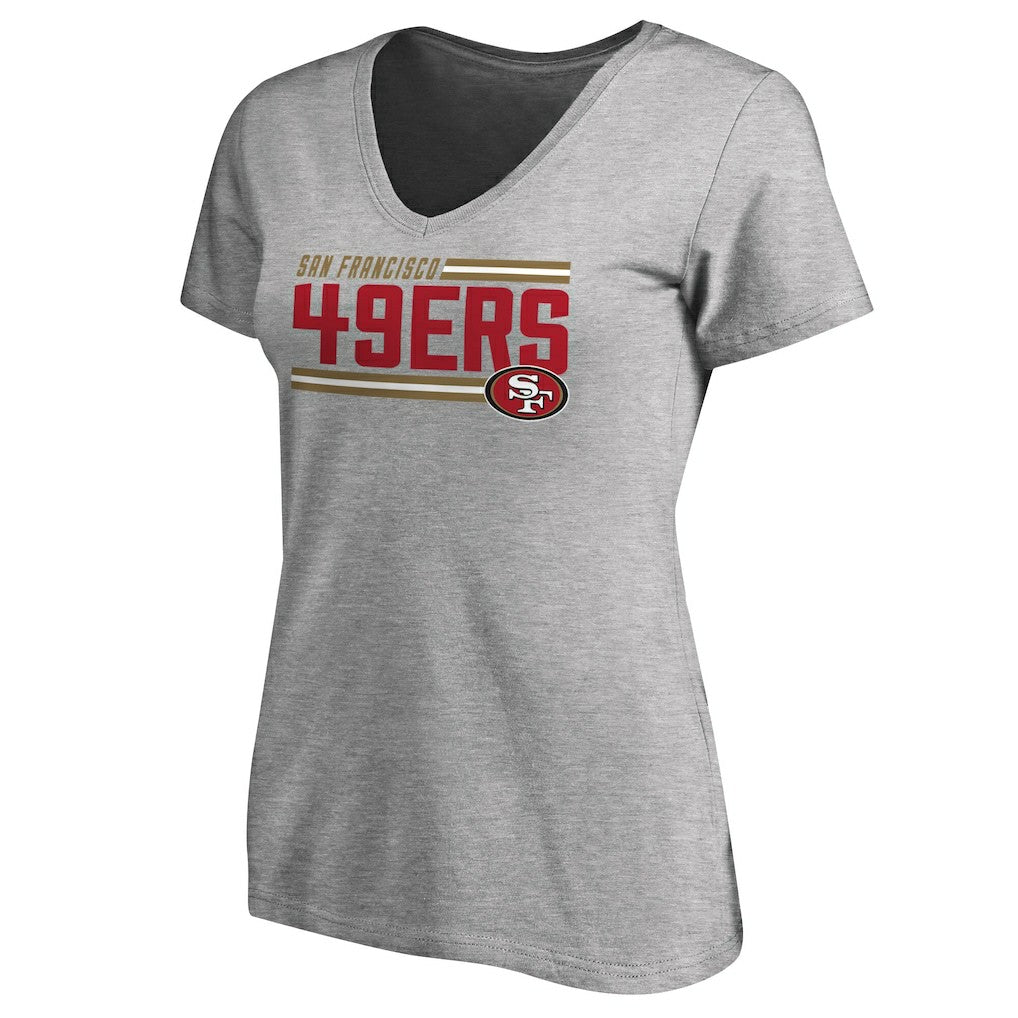 San Francisco 49ers Women's Iconic Collection On Side Stripe V-Neck T-Shirt - Ash - NFL