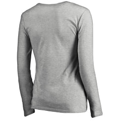 Denver Broncos Women's Iconic Collection On Side Stripe Long Sleeve V-Neck T-Shirt - Ash - NFL