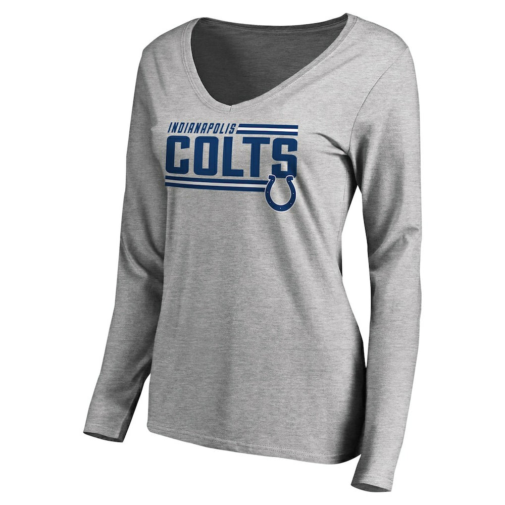 Indianapolis Colts Women's Iconic Collection On Side Stripe Long Sleeve V-Neck T-Shirt - Ash - NFL